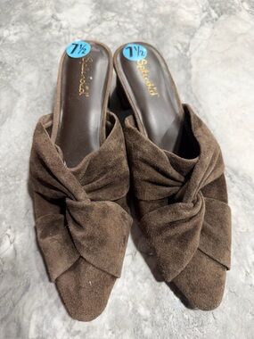 Splendid Brown Suede Knot Mule Heels | Size 7.5 | Block Heel Slides